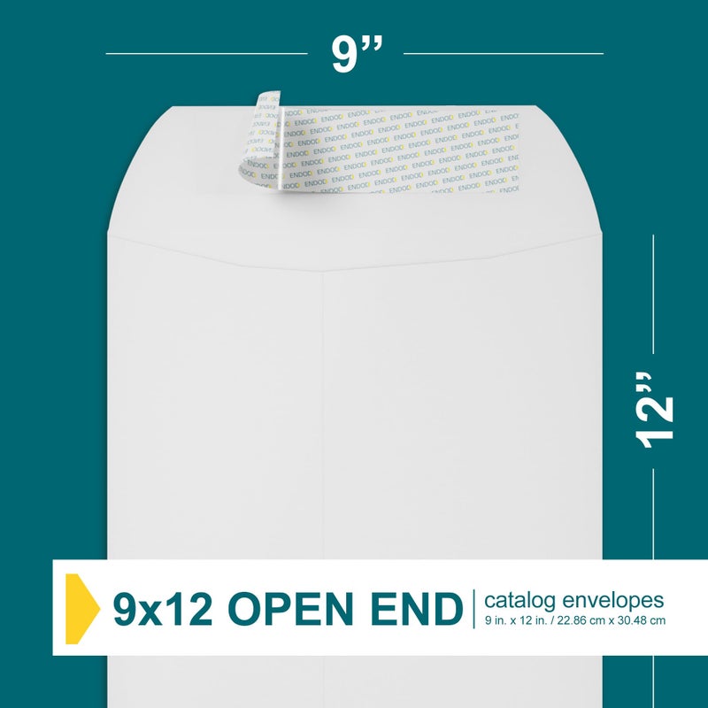 EnDoc 9x12 Envelopes Self Seal - 15 Pack - Open End White Mailing Envelopes for Catalogs, Presentatios, Oversized Documents - Self Sealing Envelopes with Peel and Seal Closure - 28lb Heavyweight Paper - Image 3